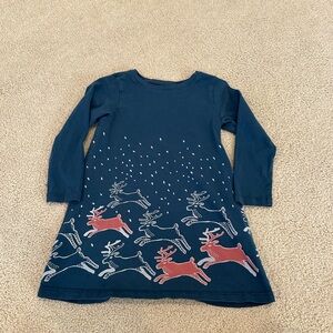 Tea Collection Navy and Red Reindeer Dress